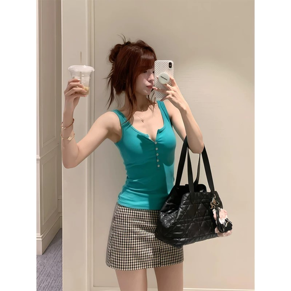 한 부서 핫걸 바람 섹시함 민소매 캐미솔 패션 몸매 가꾸기 슬림해 보이는 인사이드 잡아라. 의류