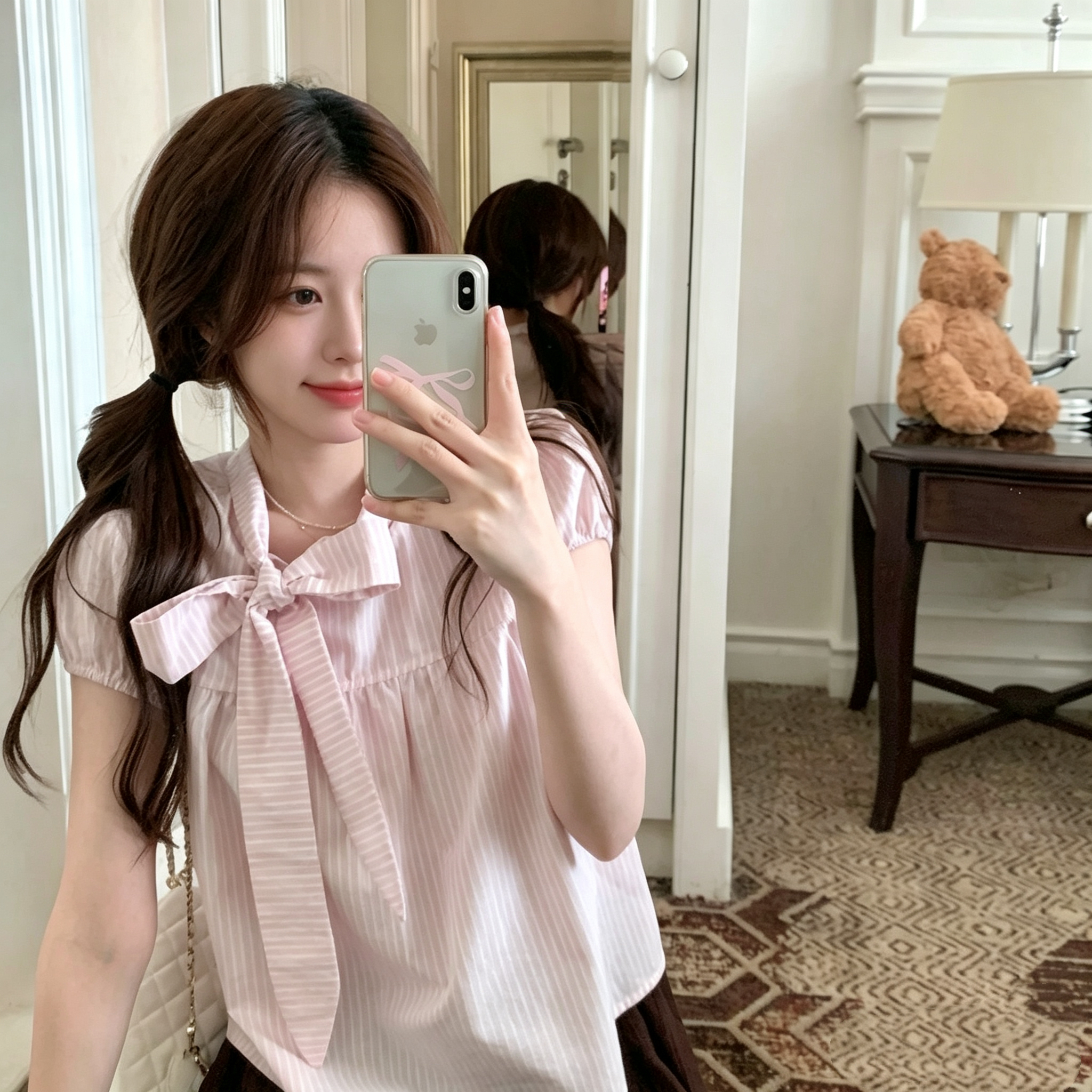 프랑스식 달콤함 화이트 프릴 V넥 반팔 여성 셔츠 2026 여름 고급 사소한 연령 감소 외국 가스 맨위