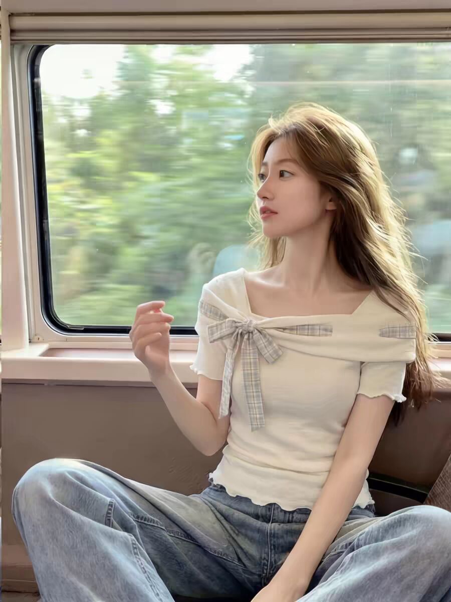 원본 광저우 원단 주름 주름 면 230 크 프랑스식 부드러운 디자인 센스 체크무늬 스트랩 맨위