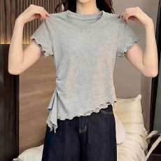 批发官图 40支纯棉罗纹210克1*1 时尚韩系圆领简约休闲短袖<b class='q'>T</b><b class='q'>恤</b>潮