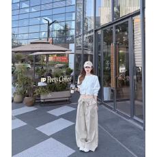 批发实价韩系绝美小套装夏日穿搭白色七分袖衬衫卡其色阔腿<b class='q'>裤</b><b class='q'>两件套</b>