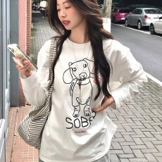 批发官图 21支纯棉-210克 秋装<b class='q'>长袖</b><b class='q'>T</b><b class='q'>恤</b>女宽松上衣印花