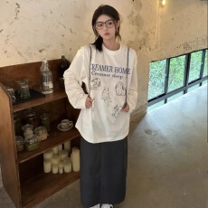 批发官图 21支纯棉-210克 秋装<b class='q'>长袖</b><b class='q'>T</b><b class='q'>恤</b>女宽松上衣印花