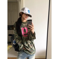 批发韩版hiphop<b class='q'>迷彩</b>刺绣字母连帽卫衣女春秋宽松高级感时尚百搭外套潮