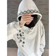 批发广州纯棉华棉复合薄款#加绒# 绣花，宽松卫衣，M-2XL