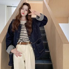 批发高级小众美式慵懒chic牛仔外套女春秋2026年超火好看工装夹克上衣
