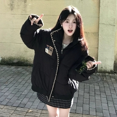 批发2026冬季新款羽绒棉服女小个子<b class='q'>韩版</b>宽松棉袄加厚保暖刺绣棉衣外套