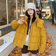 批发实拍新款羽绒服女短款云朵泡芙连帽方块韩版宽松大码羽绒棉女外套