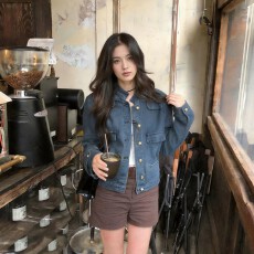 批发小香风立领肌理感牛仔蓝色外套女小个子长袖高级感显瘦气质上衣