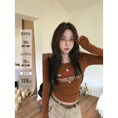 批发人棉270克张贝贝ibell美式复古做旧字母印花长袖短TEE小众