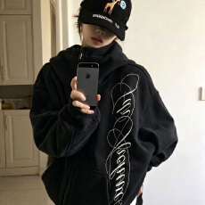 批发薄款/加绒 白金拉链=后包领 纯棉华棉复合卫衣女