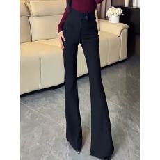 批发黑色微喇<b class='q'>西装</b>裤2025秋冬新款百搭休闲高腰显瘦弹力垂感喇叭拖地裤