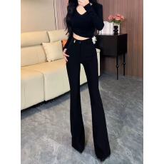 批发黑色加绒高腰微喇西装裤女秋冬2025年<b class='q'>新款</b>显瘦修身百搭喇叭马蹄裤