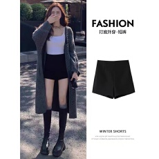 批发黑色短裤女2025新款秋冬打底外穿a字裤显瘦外穿弹力高腰辣妹热裤