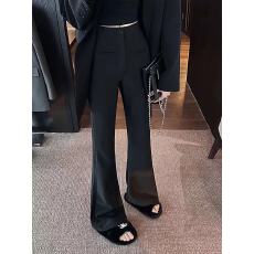 批发黑色西装微喇裤女2025秋冬新款加绒高腰显瘦高个子加长休闲马蹄裤