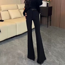 批发美拉德风咖色百搭显瘦性感超模高腰垂感马蹄微喇人鱼休闲<b class='q'>裤</b>秋冬女