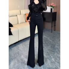批发黑色微喇西装裤女冬季加绒2026年新款高腰窄版修身弹力喇叭拖地裤