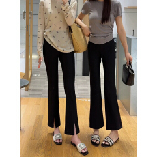 批发黑色冰丝九分开叉微喇叭裤<b class='q'>女</b>2026新款春夏季垂感薄显瘦休闲<b class='q'>西装裤</b>