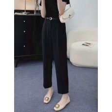 批发黑色冰丝九分直筒西装裤女夏季薄款2026新款小个子显瘦<b class='q'>哈伦</b>烟管裤