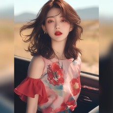 批发夏季小众法式轻熟别致绝美<b class='q'>雪纺上衣</b>轻奢高级感红色<b class='q'>印花</b>挖肩衬衫女