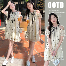 批发现_<b class='q'>孕妇装</b>法式露肩波点娃娃连衣裙新款简单大方高级感穿搭蓬蓬裙