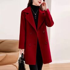 批发毛呢秋冬西装外套女2026新款宽松显瘦洋气<b class='q'>时尚</b>加厚中长款呢子大衣