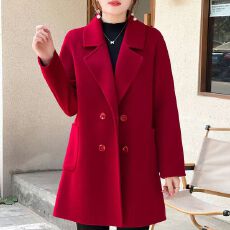 批发毛呢秋冬西装外套女2026新款宽松显瘦洋气<b class='q'>时尚</b>加厚中长款呢子大衣