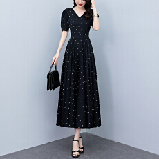 批发2026夏季新款高档印花碎花<b class='q'>连衣裙</b>大码胖mm收腰显瘦遮肚长裙