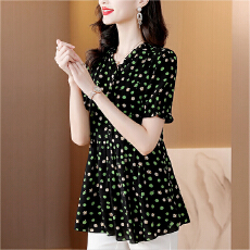 批发实拍今年夏季新款印花<b class='q'>雪纺衫</b>