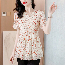 批发实拍今年夏季新款V领时尚<b class='q'>女</b>装上衣