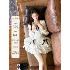 批发【Q女家 新品9折款】萘莉绘纱子/宫廷千金磨毛收腰蛋糕连衣裙