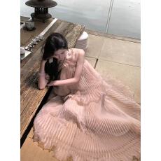 批发从一时刻【拂仙】法式浪漫露背挂脖<b class='q'>连衣裙</b>搭仙气披肩夏季海边度假