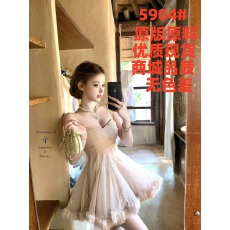 批发迟伞伞26/ss 桃乐丝舞曲 裸色花朵吊带蓬蓬芭蕾纱质连衣<b class='q'>裙</b>短<b class='q'>裙</b>女