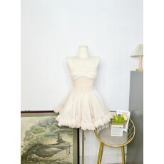 批发迟<b class='q'>伞</b><b class='q'>伞</b>26/ss 桃乐丝舞曲 裸色花朵吊带蓬蓬芭蕾纱质连衣<b class='q'>裙</b>短<b class='q'>裙</b>女