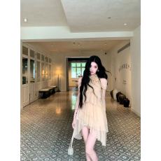 批发BarbChill「裸色芭蕾」挂脖蛋糕裙纱裙套装露肩上衣+半身裙/<b class='q'>短裤</b>