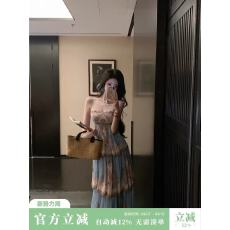 批发Sun雅乔【黄金海岸】夏季异域欧式度假印花大摆蛋糕裙吊带连衣裙