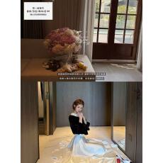 批发SourceWithU 格雷丝小姐 复古黑<b class='q'>丝绒</b>碗领衬衫缎面伞裙贵感<b class='q'>套装</b>女