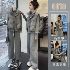 批发2025超火穿搭一整套装女秋冬季马甲面包服内搭套头打底毛衣休闲裤