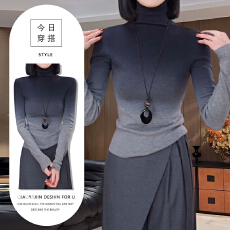 批发2025秋冬季设计感别致渐变色气质长袖上衣法式时尚修身显瘦<b class='q'>打底衫</b>