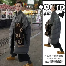 批发2025冬季新款<b class='q'>欧美</b>气质宽松减龄棉服外套女时尚洋气减龄中长款棉衣