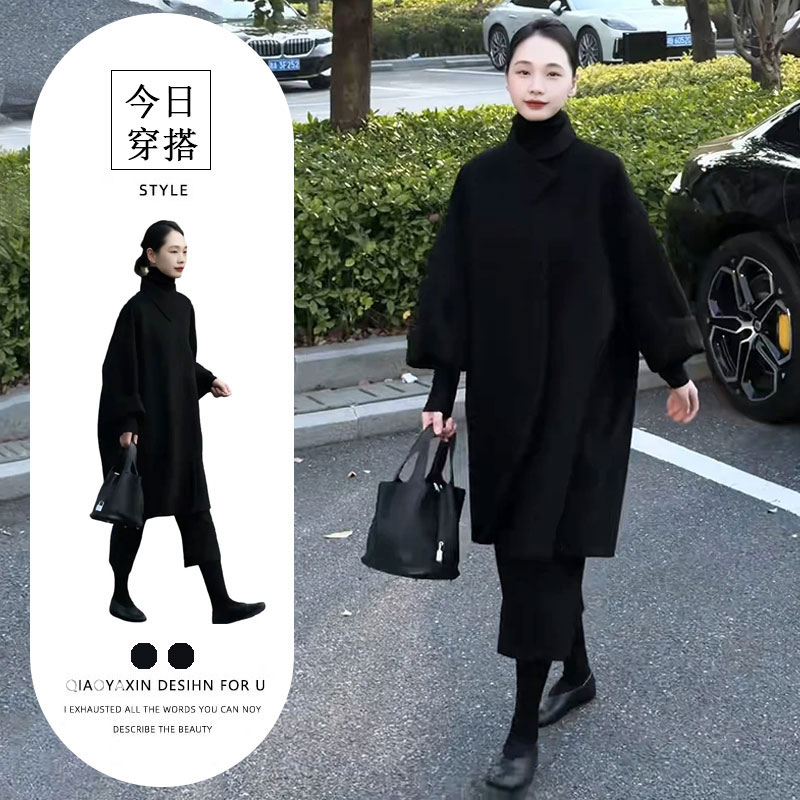 아메리칸 디스플레이 품격 루즈핏 다용도 보온 여성 코트 2026 가을 겨울 새로운 차가운 소녀 슬림해 보이는 모직 코트 트렌디