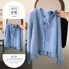 批发韩系温柔风假两件毛衣上衣女秋冬季新款设计感毛绒绒保暖针织上衣