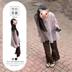 批发初夏独特绝美小套装复古清冷松弛感防晒上衣百搭<b class='q'>碎花</b>休闲<b class='q'>裤</b>两件套