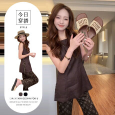 批发女<b class='q'>装</b>轻奢高级感女人味套<b class='q'>装</b>2026新款设计感开叉显瘦上衣印花运动<b class='q'>裤</b>