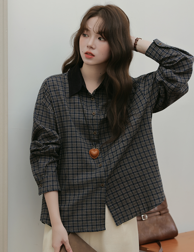 실사 레트로 POLO 칼라 체크무늬 여성 코트 유럽 역 2026 가을 의상 새로운 패션 외국 가스 맨위 트렌디