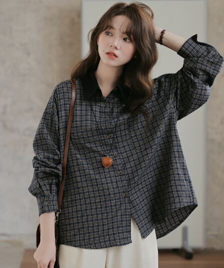 실사 레트로 POLO 칼라 체크무늬 여성 코트 유럽 역 2025 가을 의상 새로운 패션 외국 가스 맨위 트렌디