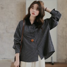 批发实拍复古POLO领格子<b class='q'>外套</b>女欧洲站2025秋装新款时尚洋气上衣潮