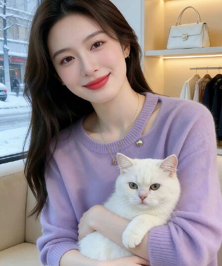 부드러운 느긋한 보라색 홀로우 아웃 부드러운 찹쌀 니트 스웨터 스웨터 여자 2026 봄 가을 자이언트 잘 생긴 한 부서 아름다운 맨위