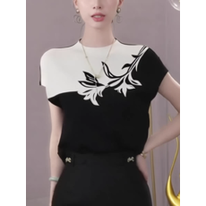 批发2026新款独特漂亮巨好看上衣莱赛尔天丝上衣薄款黑色针织短袖小衫