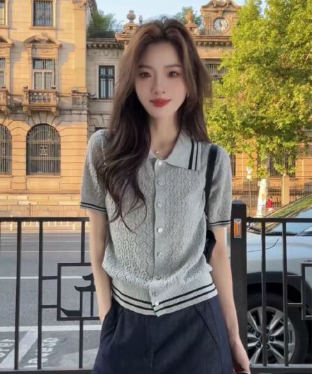 POLO 칼라 반팔 맨위 여름 여행 느긋한 센스 티셔츠 외국 가스 고귀한 새로운 조수 브랜드 여성 의류